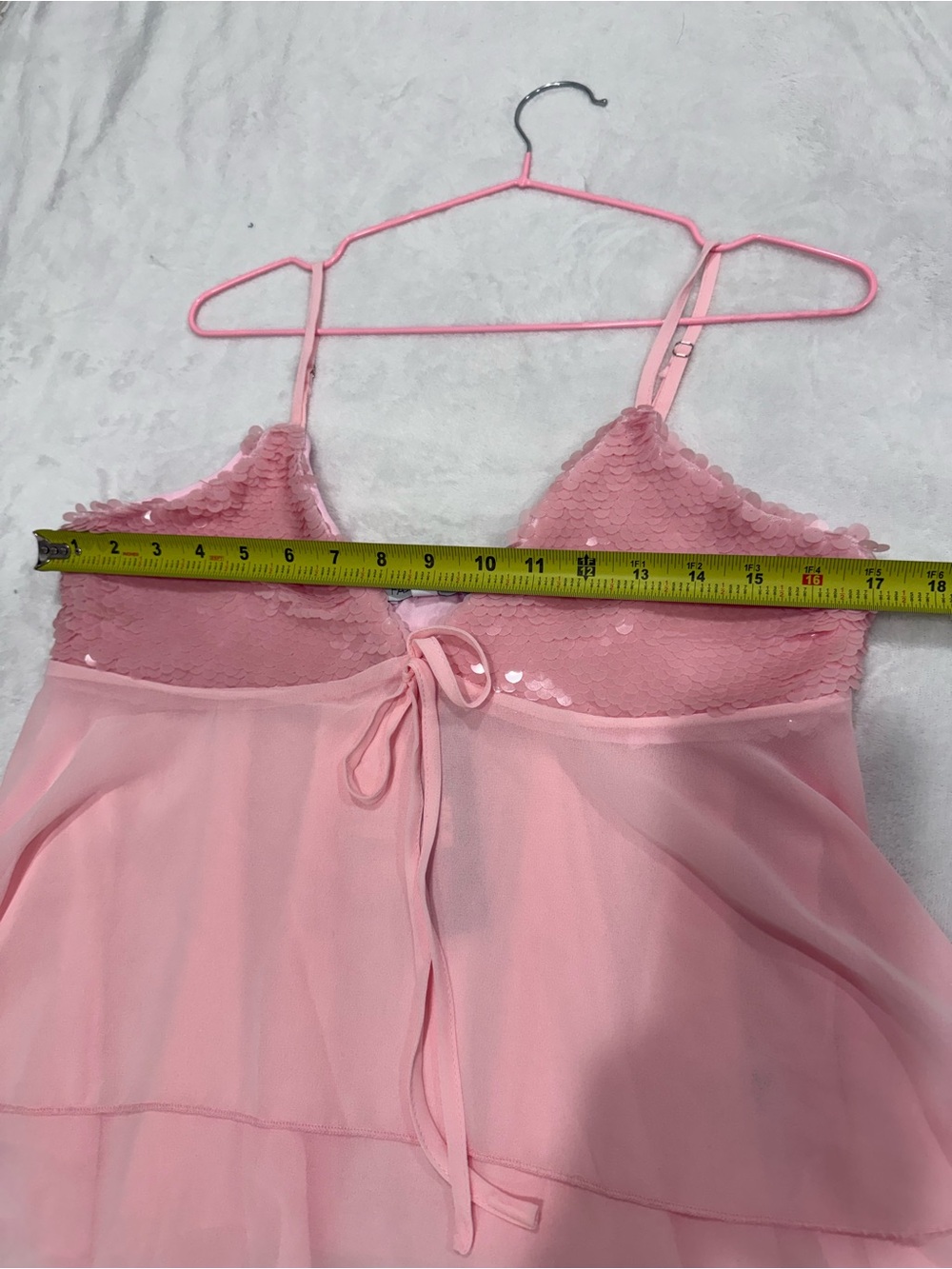 Fashion Nova Pink Sequin Mesh Babydoll Cami Top Ibiza Y2K Fairycore M - Picture 7 of 8